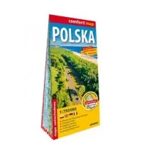 Polska laminowana mapa samochodowa 1:750 000 Łatwy zwrot