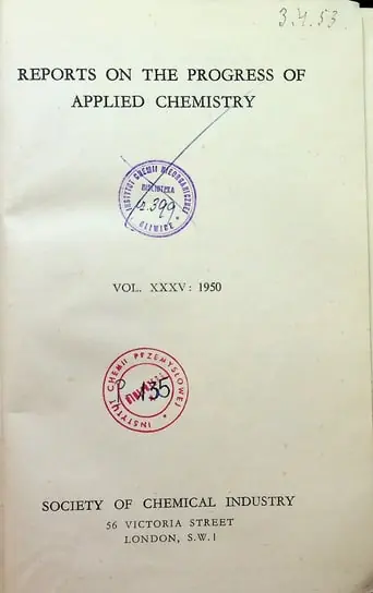 Niska cena Reports on the Progress of Applied Chemistry Vol XXXV 1950 r.