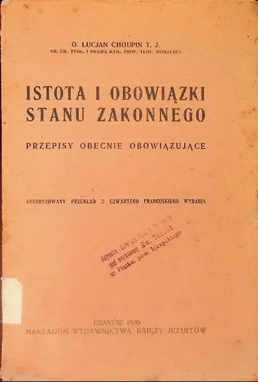Okazja Istota i obowiązki stanu zakonnego, 1930 r.