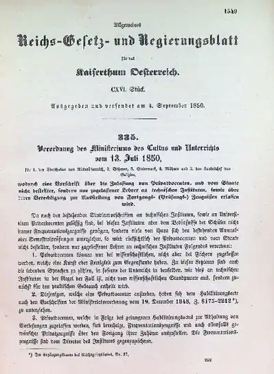 Reichs gesetz und regierungsblatt Tom III, 1850 r. Nowość