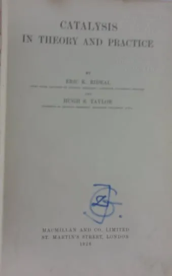 Rabat Catalysis in theory and practice, 1926 r