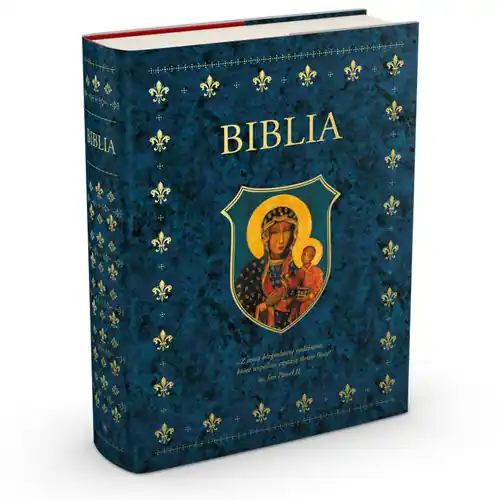 Biblia domowa w obwolucie z MB Częstochowską Taniej