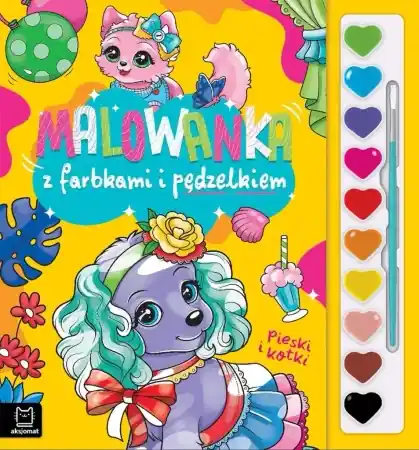 Malowanka z farbkami i pędzelkiem. Pieski i kotki - Agata Kaczyńska Bestseller