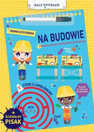 Małe bystrzaki. Zadania do ścierania. Na budowie - praca zbiorowa Tani